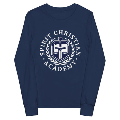 Performance | Youth Long Sleeve T-Shirt | Spirit Christian Academy | White Script Logo