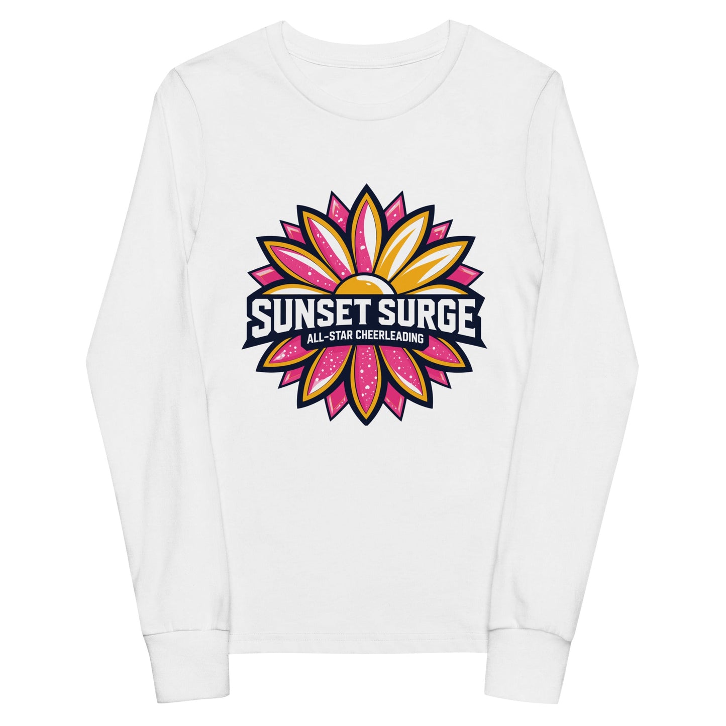 Performance | Youth Long Sleeve T-Shirt | Sunset Surge All-Star Cheerleading | Bloom Surge Logo