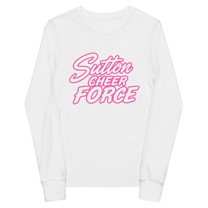 Performance | Youth Long Sleeve T-Shirt | Sutton Cheer Force | Script Logo