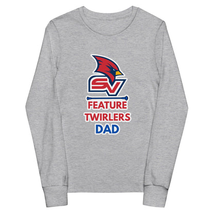 Performance | Youth Long Sleeve T-Shirt | SVSU Feature twirlers | Dad Logo