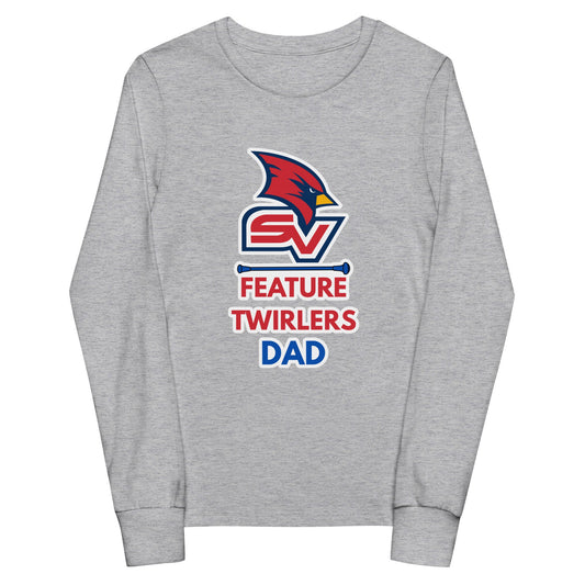 Performance | Youth Long Sleeve T-Shirt | SVSU Feature twirlers | Dad Logo