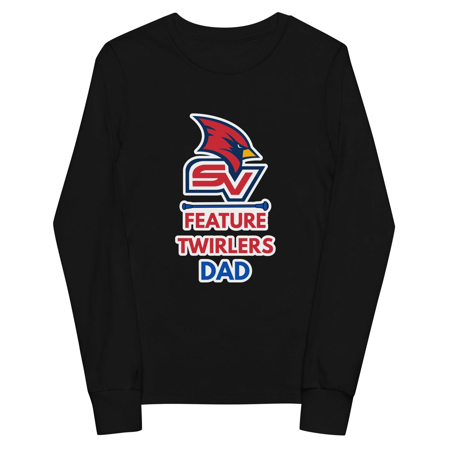 Performance | Youth Long Sleeve T-Shirt | SVSU Feature twirlers | Dad Logo