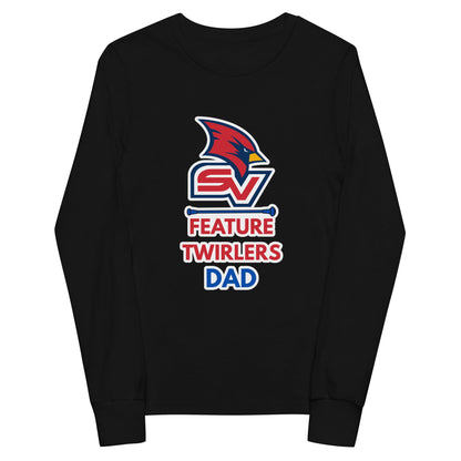 Performance | Youth Long Sleeve T-Shirt | SVSU Feature twirlers | Dad Logo