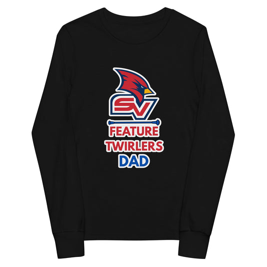 Performance | Youth Long Sleeve T-Shirt | SVSU Feature twirlers | Dad Logo