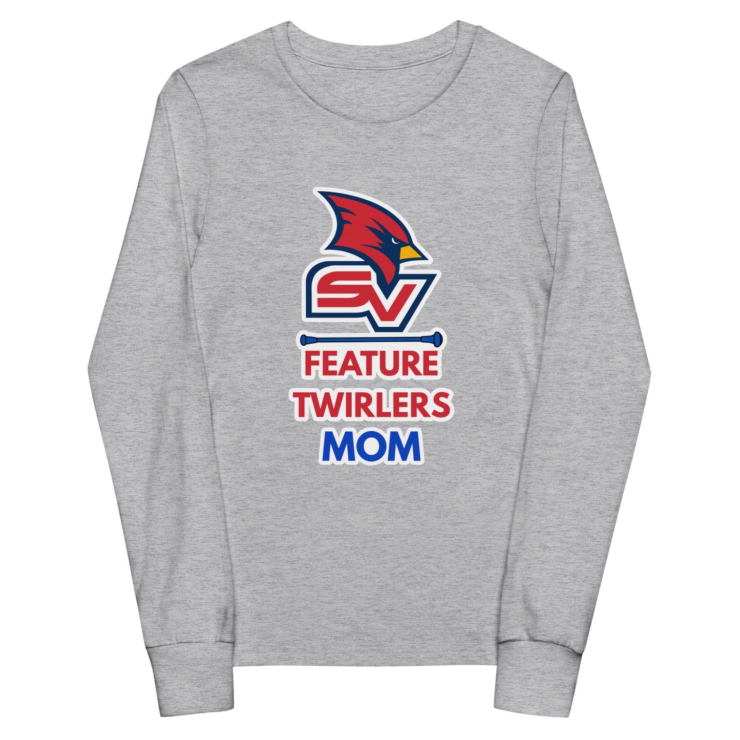 Performance | Youth Long Sleeve T-Shirt | SVSU Feature twirlers | Mom Logo
