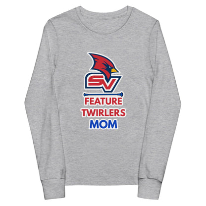 Performance | Youth Long Sleeve T-Shirt | SVSU Feature twirlers | Mom Logo