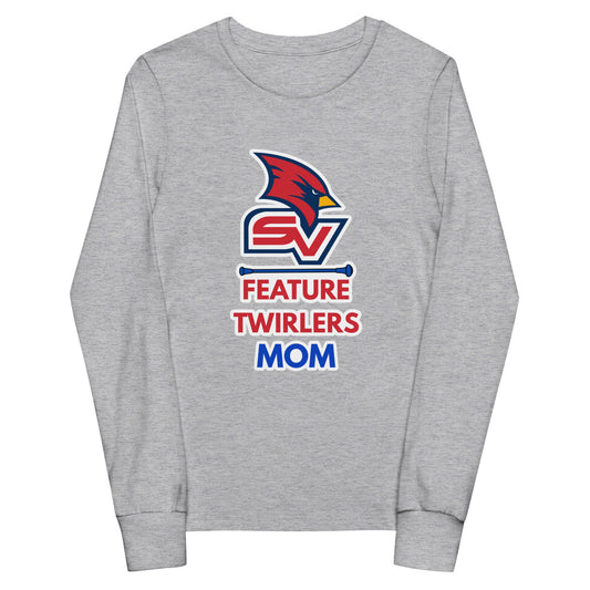 Performance | Youth Long Sleeve T-Shirt | SVSU Feature twirlers | Mom Logo