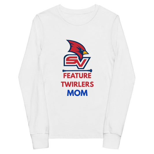 Performance | Youth Long Sleeve T-Shirt | SVSU Feature twirlers | Mom Logo