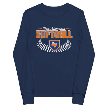 Performance | Youth Long Sleeve T-Shirt | Texas Unlimited | Softball Logo