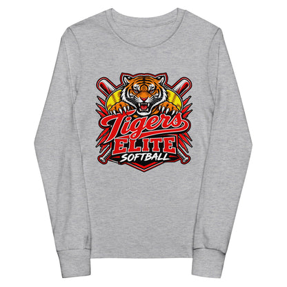 Performance | Youth Long Sleeve T-Shirt | Tigers Elite Softball | Emblem Logo