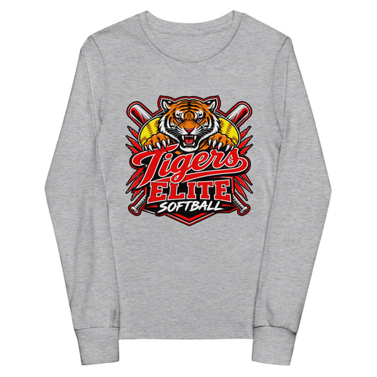 Performance | Youth Long Sleeve T-Shirt | Tigers Elite Softball | Emblem Logo