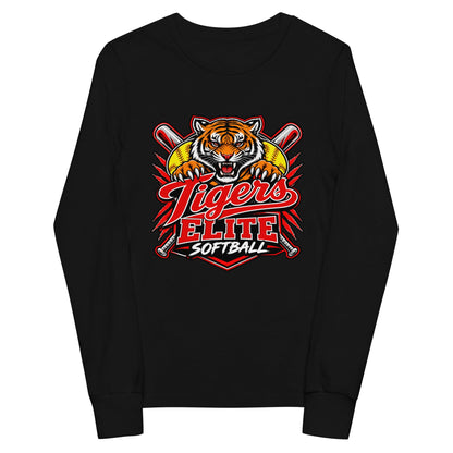 Performance | Youth Long Sleeve T-Shirt | Tigers Elite Softball | Emblem Logo