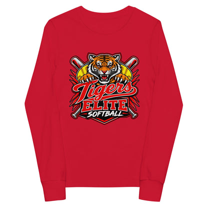 Performance | Youth Long Sleeve T-Shirt | Tigers Elite Softball | Emblem Logo