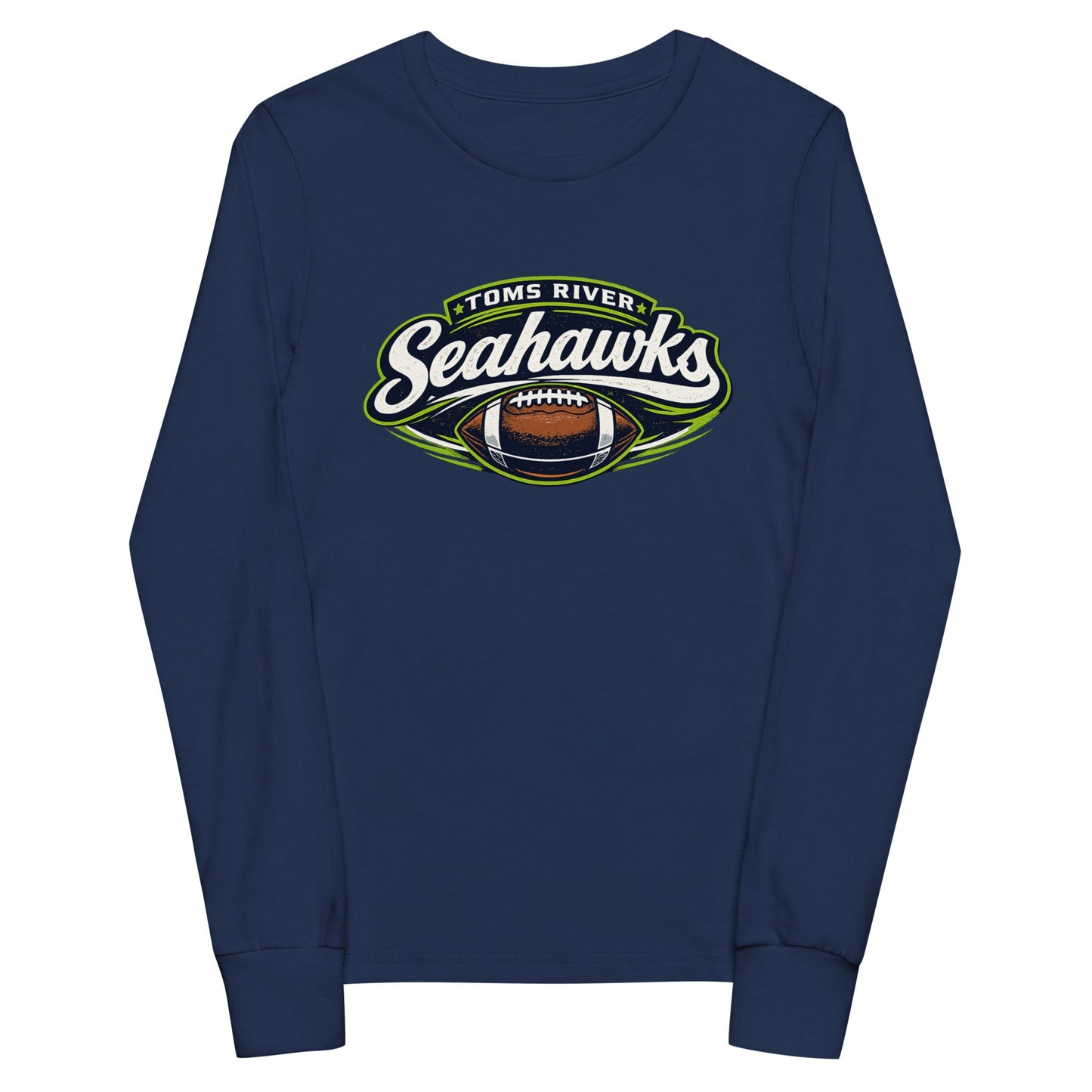Performance | Youth Long Sleeve T-Shirt | Toms River Seahawks | Football Emblem Logo