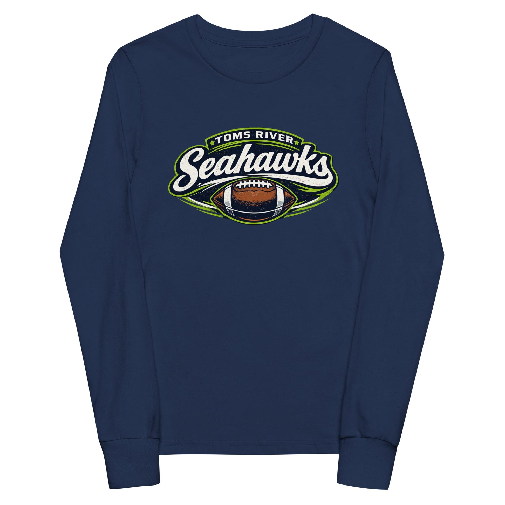 Performance | Youth Long Sleeve T-Shirt | Toms River Seahawks | Football Emblem Logo