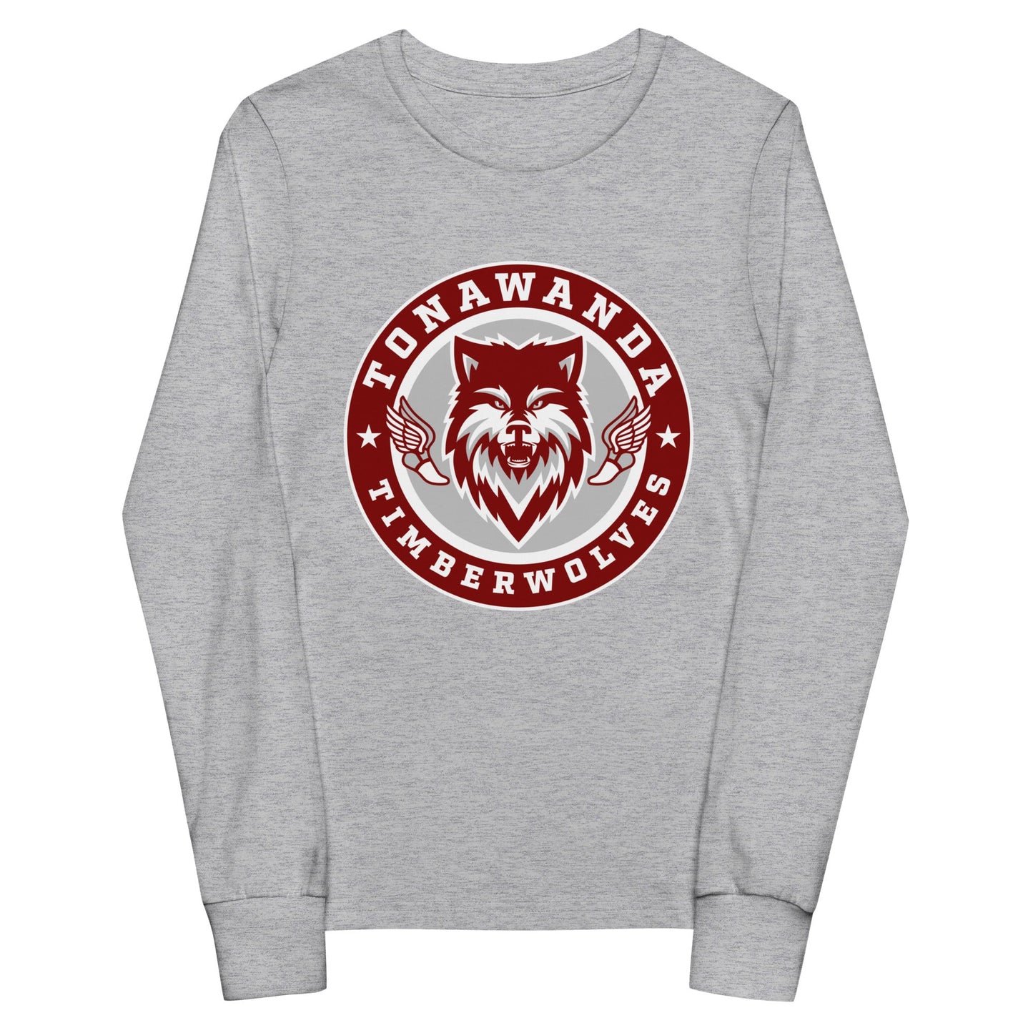 Performance | Youth Long Sleeve T-Shirt | Tonawanda High School Track and Field | Mascot Badge Logo