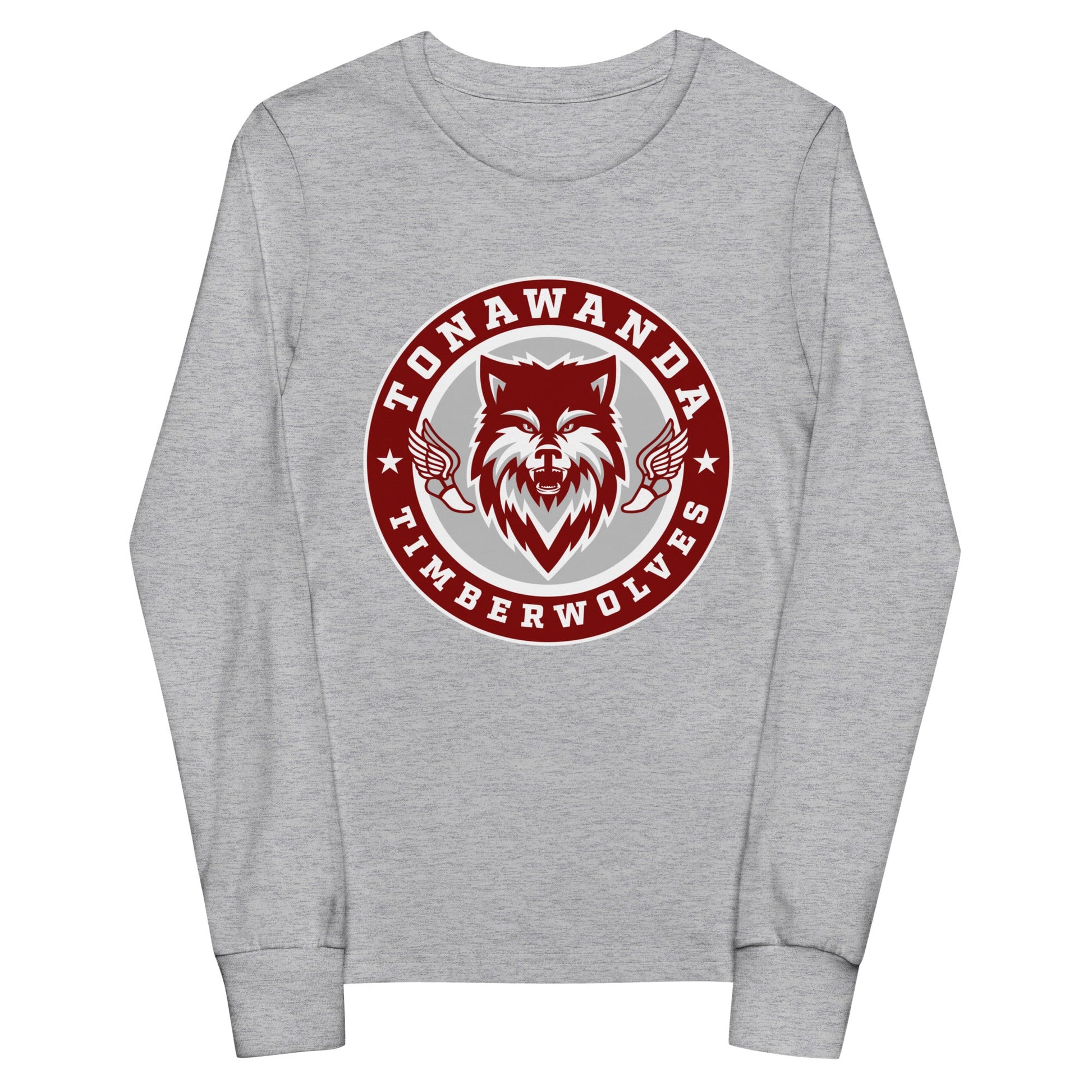 Performance | Youth Long Sleeve T-Shirt | Tonawanda High School Track and Field | Mascot Badge Logo