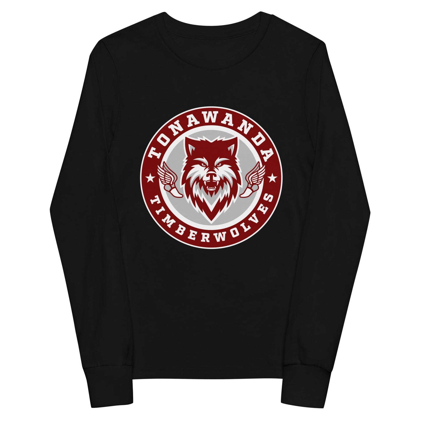 Performance | Youth Long Sleeve T-Shirt | Tonawanda High School Track and Field | Mascot Badge Logo