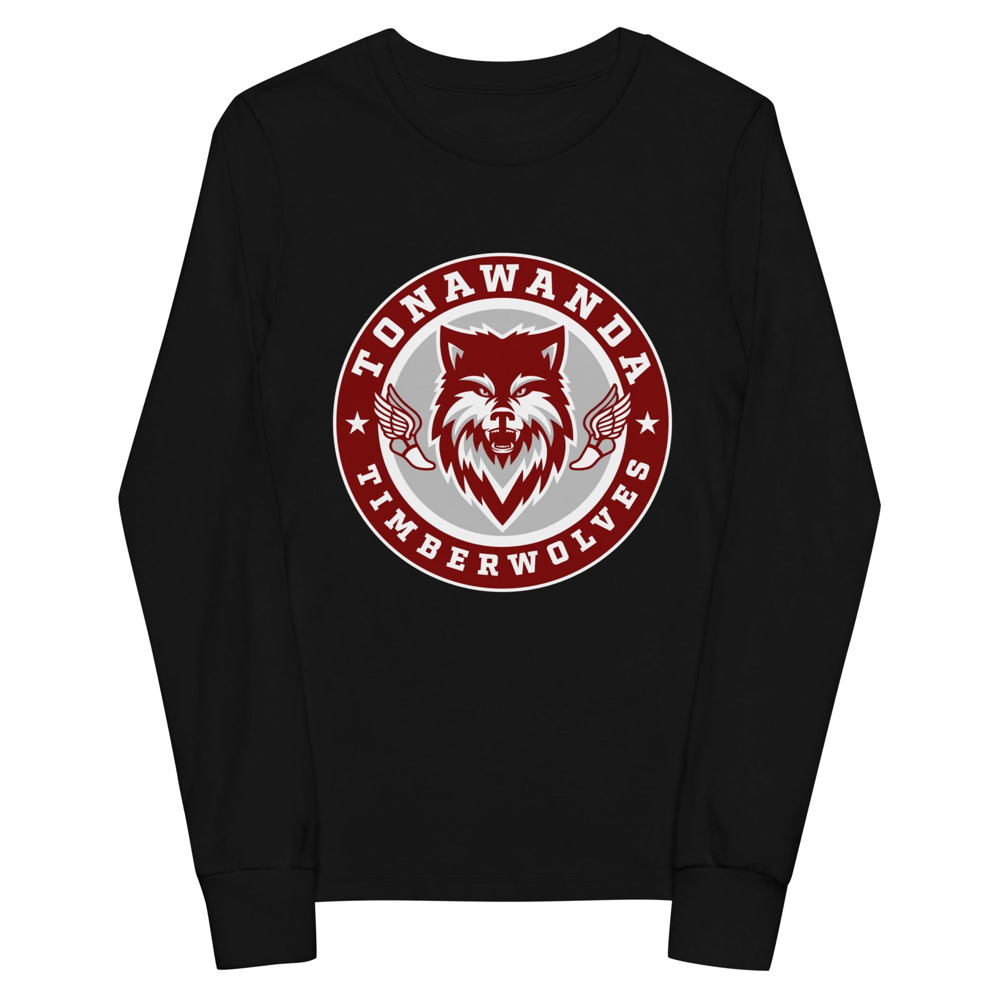Performance | Youth Long Sleeve T-Shirt | Tonawanda High School Track and Field | Mascot Badge Logo