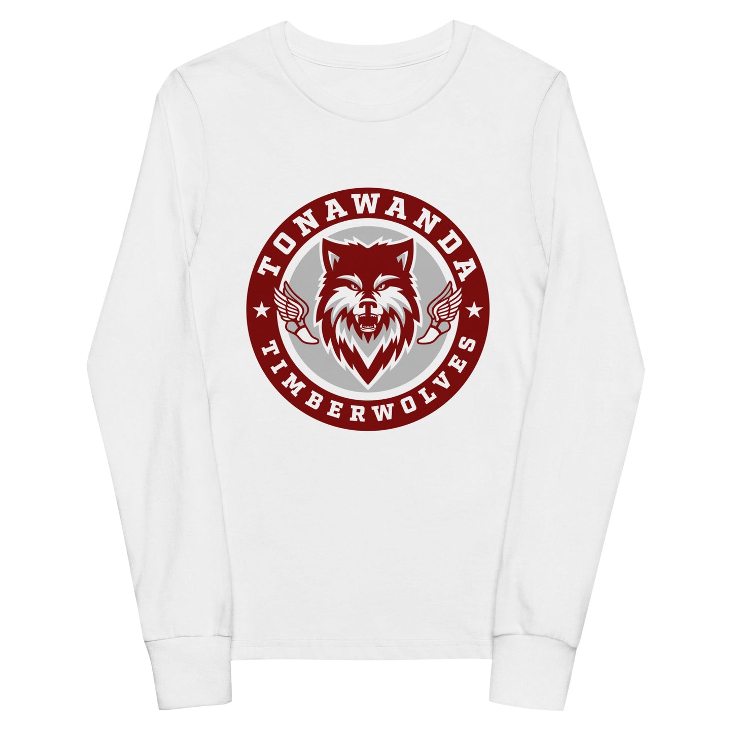 Performance | Youth Long Sleeve T-Shirt | Tonawanda High School Track and Field | Mascot Badge Logo