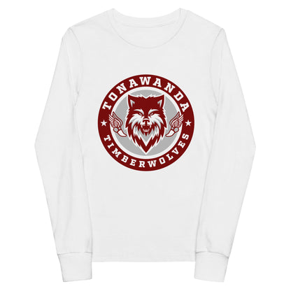 Performance | Youth Long Sleeve T-Shirt | Tonawanda High School Track and Field | Mascot Badge Logo