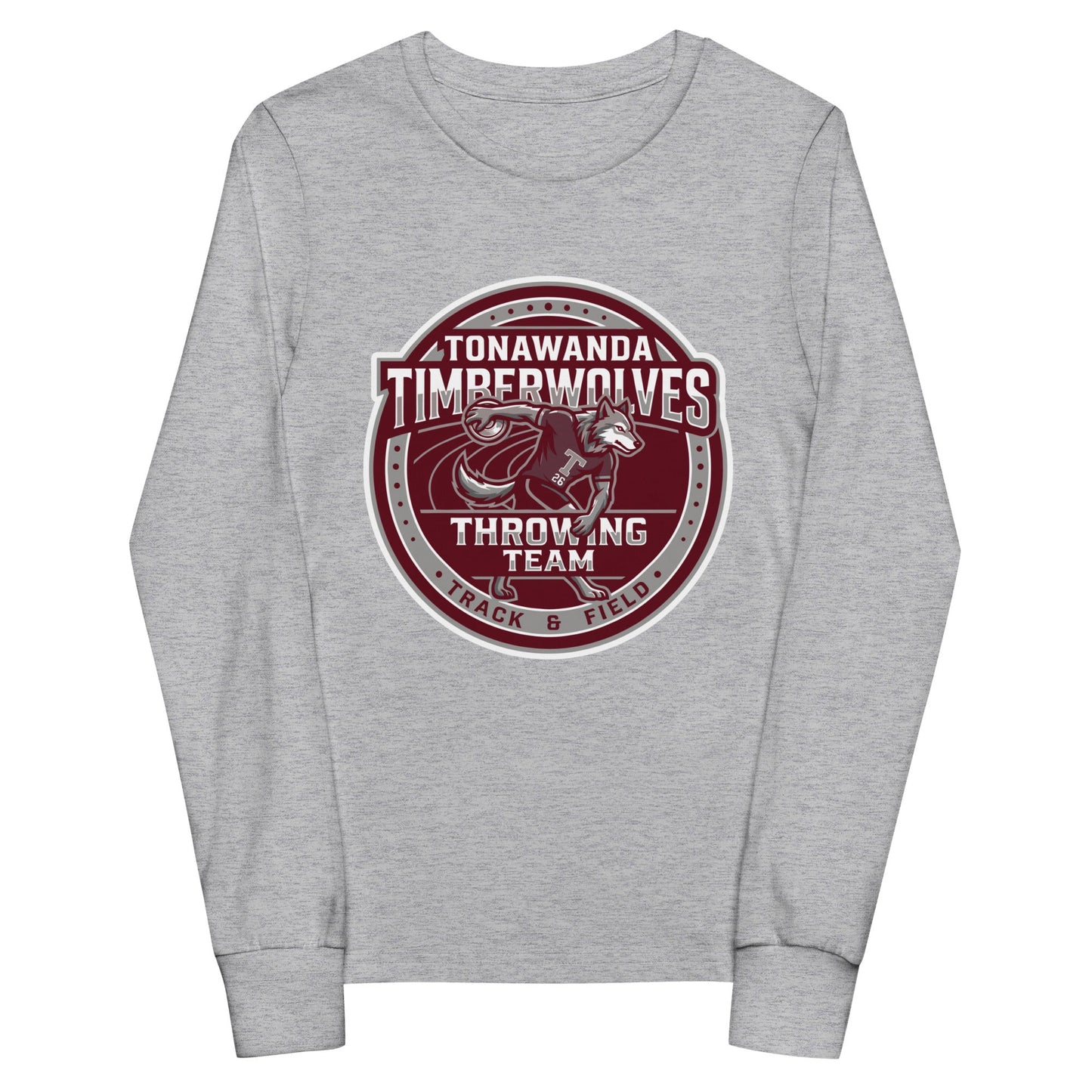 Performance | Youth Long Sleeve T-Shirt | Tonawanda High School Track and Field | Throwing Team Logo