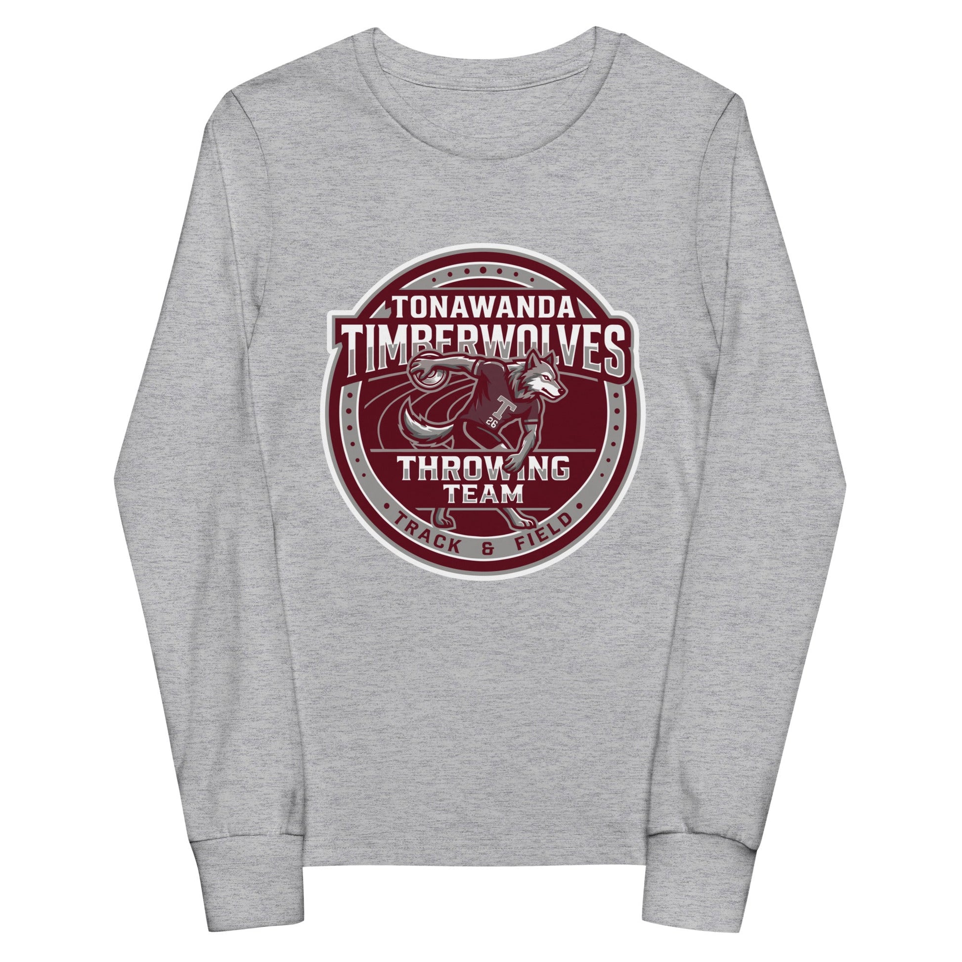 Performance | Youth Long Sleeve T-Shirt | Tonawanda High School Track and Field | Throwing Team Logo