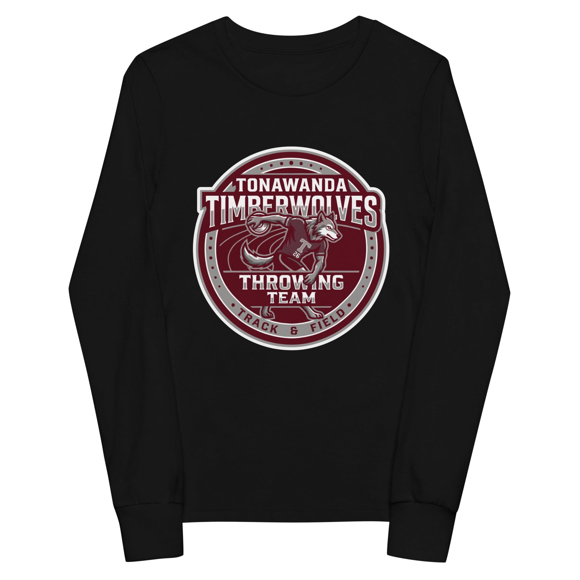 Performance | Youth Long Sleeve T-Shirt | Tonawanda High School Track and Field | Throwing Team Logo