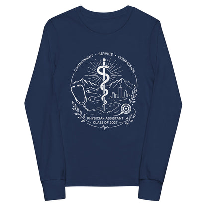 Performance | Youth Long Sleeve T-Shirt | Trine PA program | Crest Logo