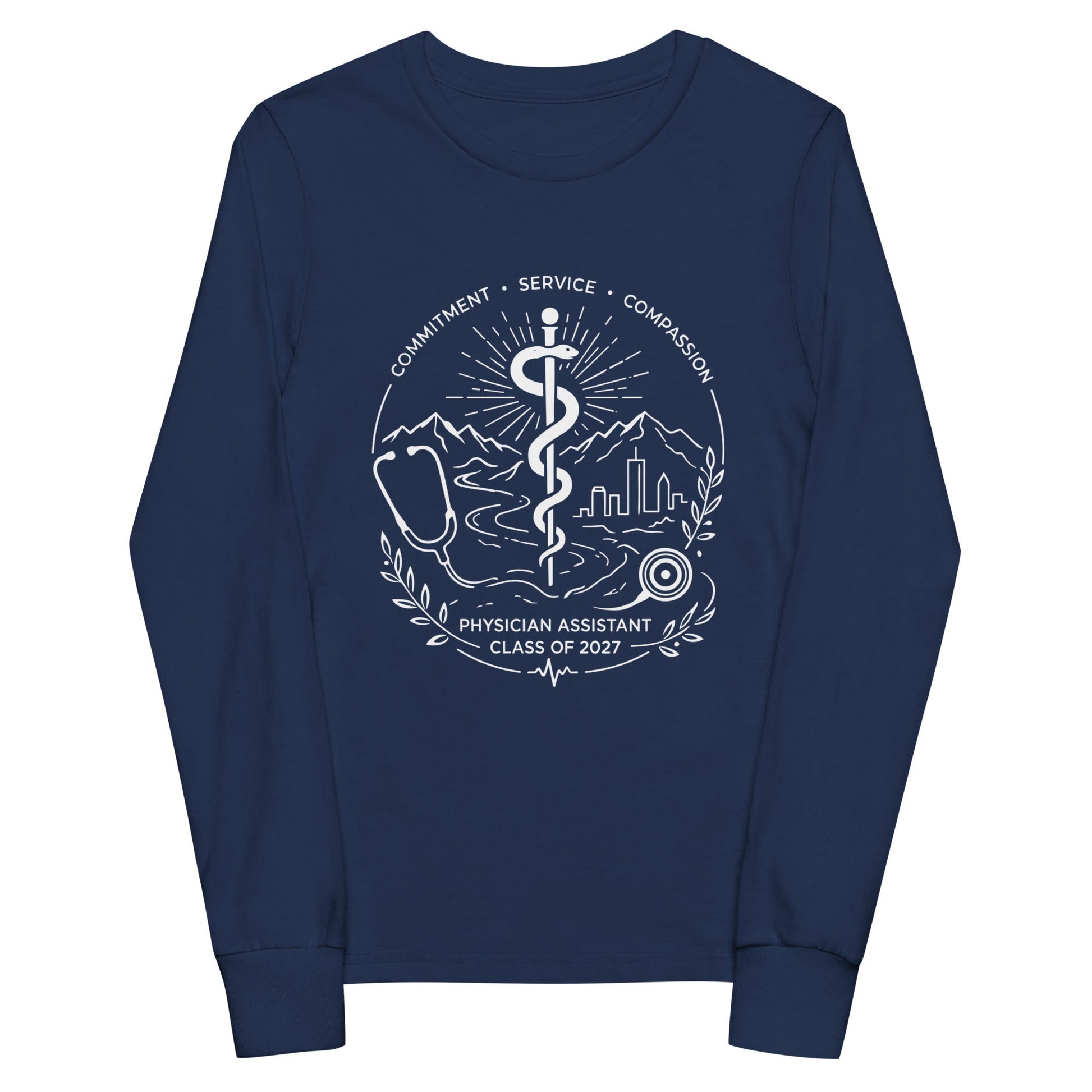 Performance | Youth Long Sleeve T-Shirt | Trine PA program | Crest Logo