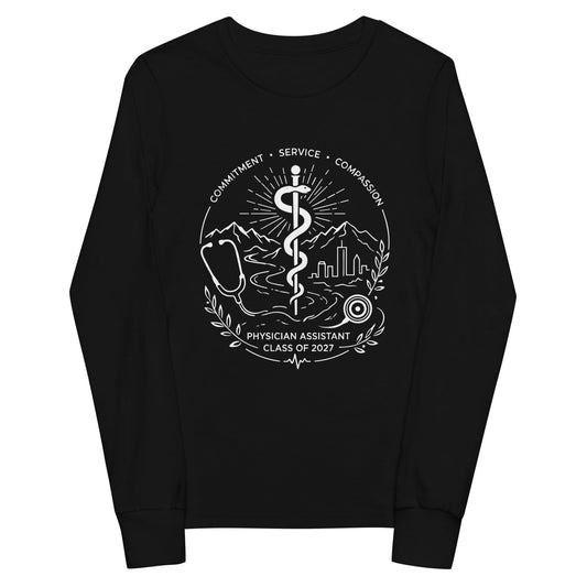 Performance | Youth Long Sleeve T-Shirt | Trine PA program | Crest Logo