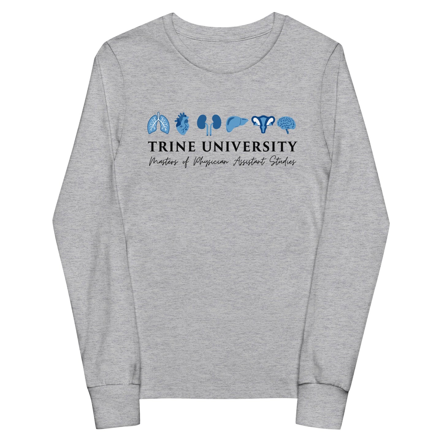 Performance | Youth Long Sleeve T-Shirt | Trine PA program | Modern Script Logo