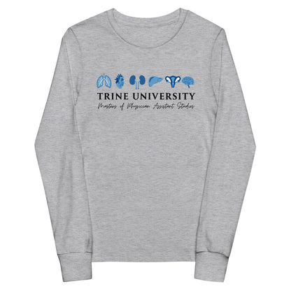 Performance | Youth Long Sleeve T-Shirt | Trine PA program | Modern Script Logo