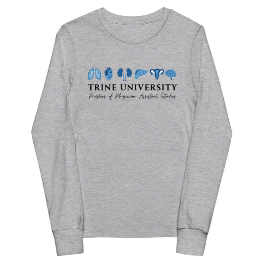Performance | Youth Long Sleeve T-Shirt | Trine PA program | Modern Script Logo