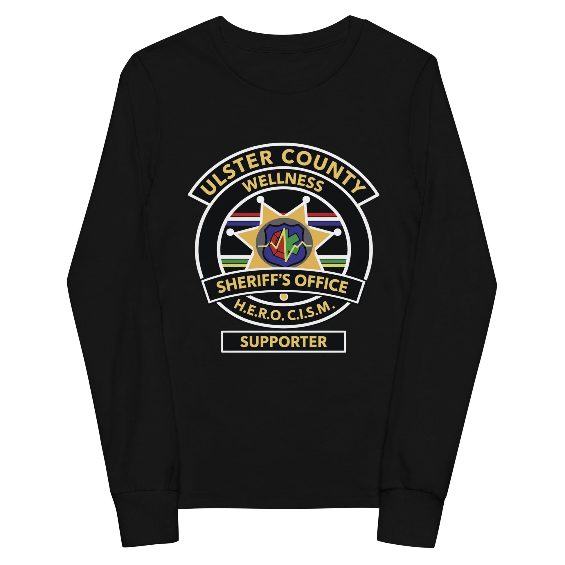 Performance | Youth Long Sleeve T-Shirt | Ulster County Sheriff's Office Wellness Division | Badge Logo
