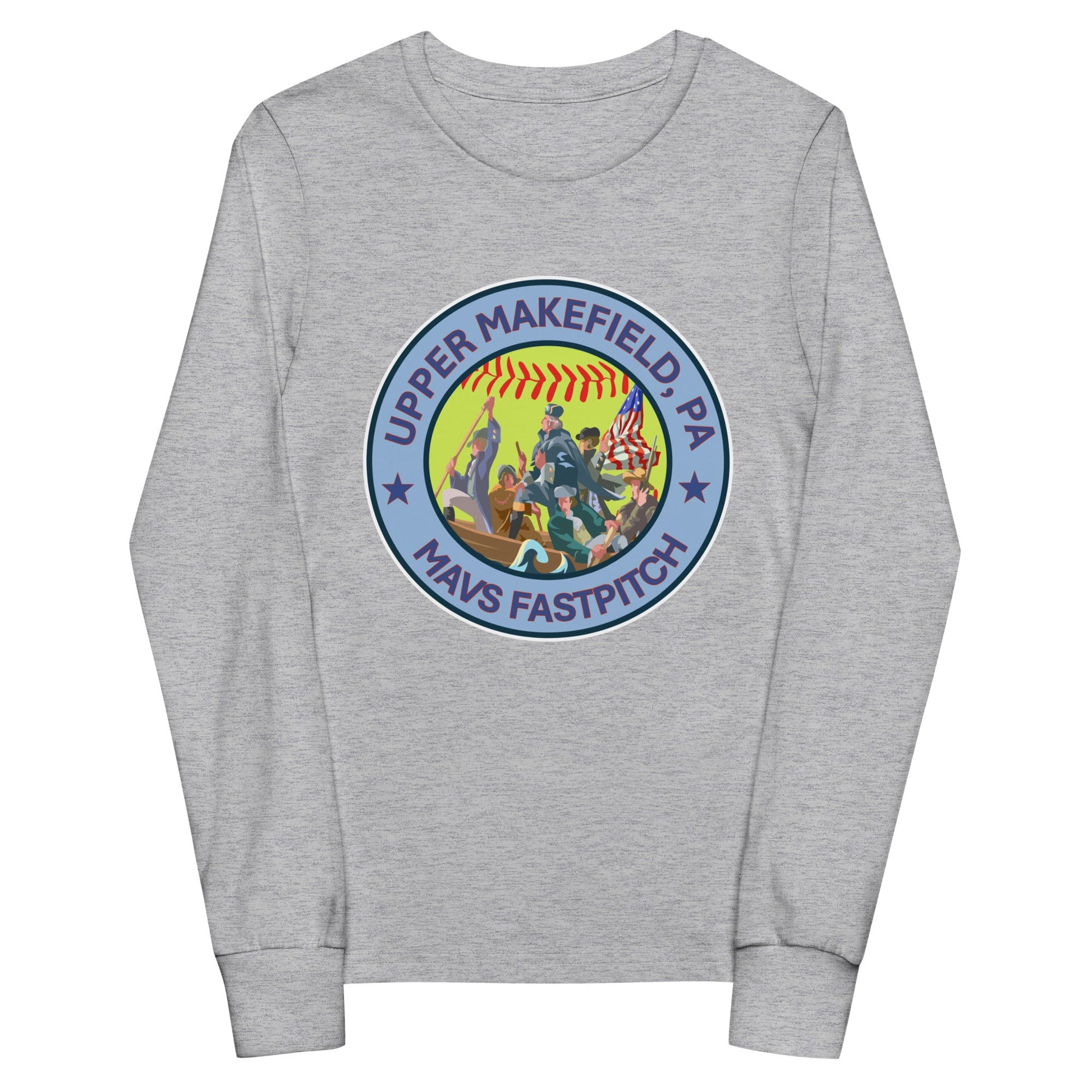 Performance | Youth Long Sleeve T-Shirt | Upper Makefield Mavs Fastpitch | Crossing Badge Logo