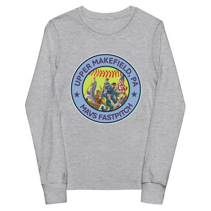 Performance | Youth Long Sleeve T-Shirt | Upper Makefield Mavs Fastpitch | Crossing Badge Logo