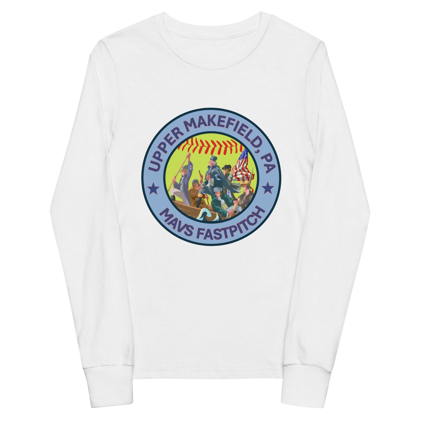 Performance | Youth Long Sleeve T-Shirt | Upper Makefield Mavs Fastpitch | Crossing Badge Logo
