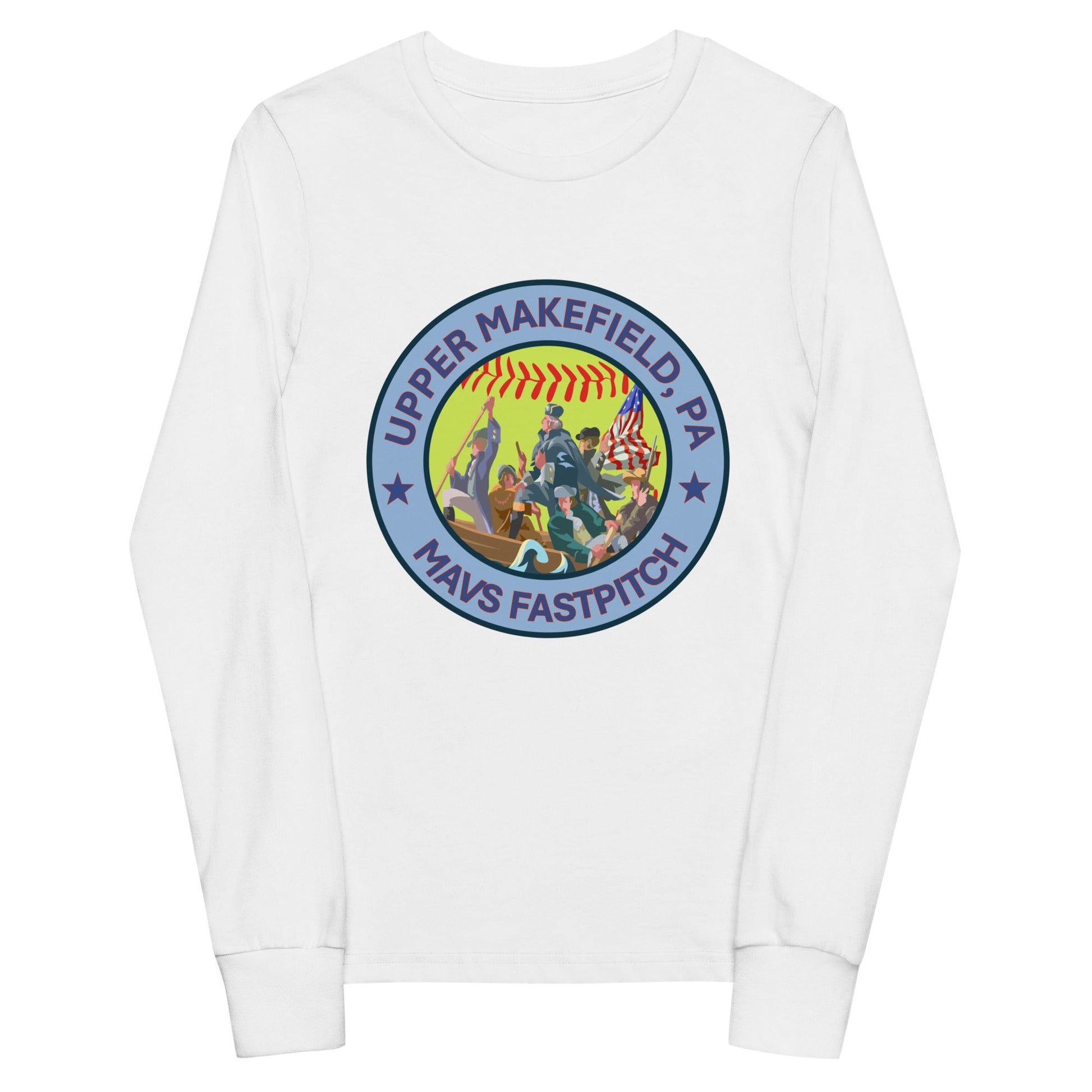 Performance | Youth Long Sleeve T-Shirt | Upper Makefield Mavs Fastpitch | Crossing Badge Logo