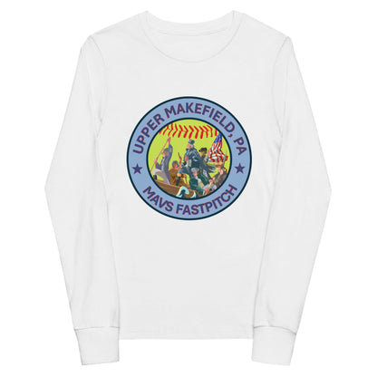 Performance | Youth Long Sleeve T-Shirt | Upper Makefield Mavs Fastpitch | Crossing Badge Logo