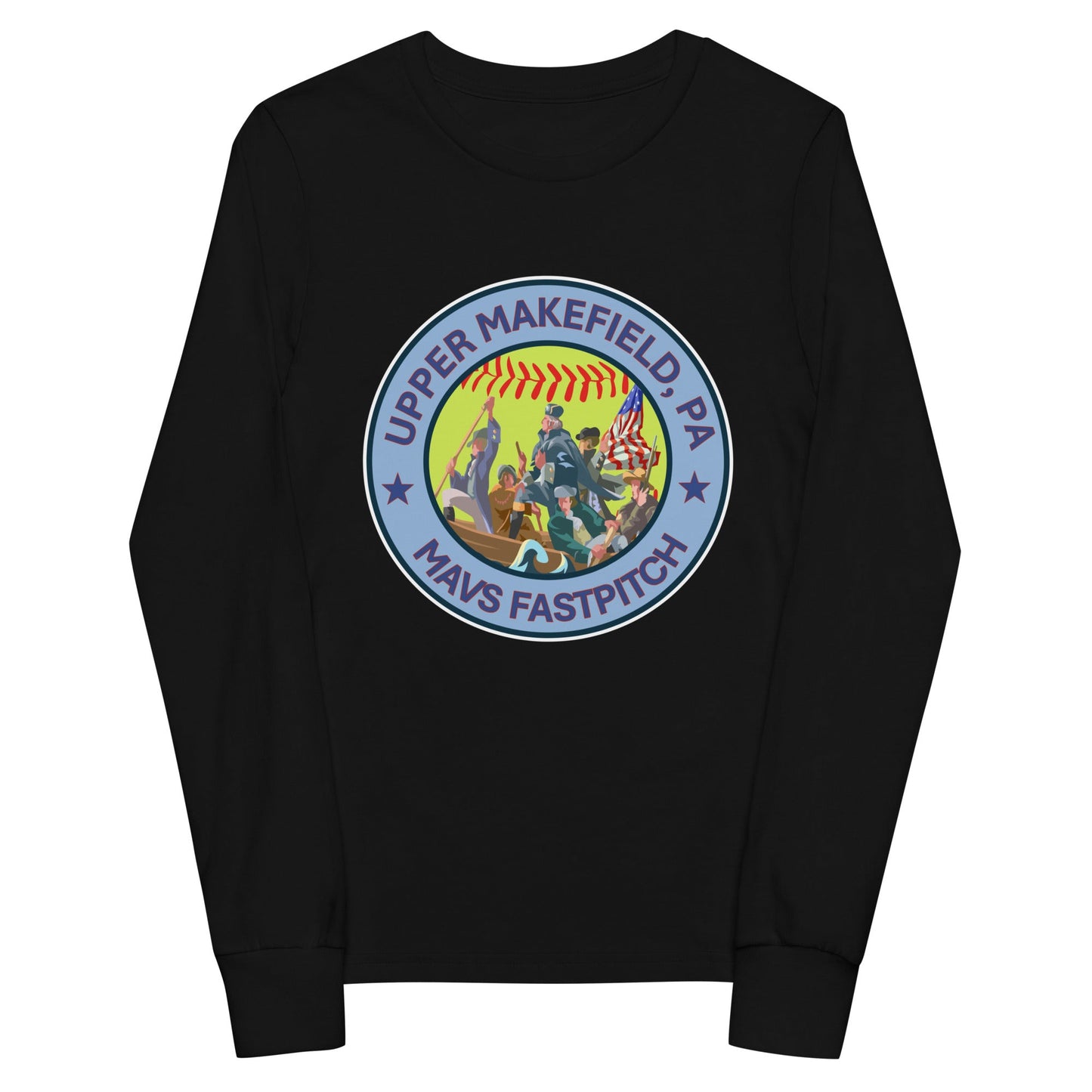 Performance | Youth Long Sleeve T-Shirt | Upper Makefield Mavs Fastpitch | Crossing Badge Logo