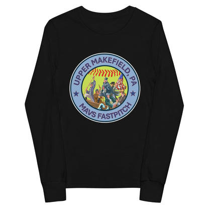 Performance | Youth Long Sleeve T-Shirt | Upper Makefield Mavs Fastpitch | Crossing Badge Logo