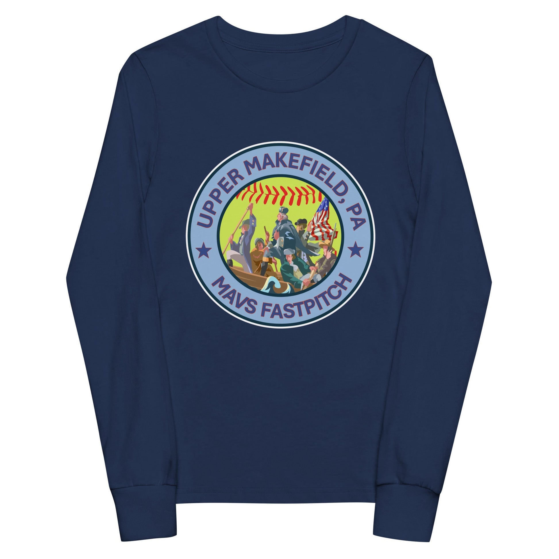 Performance | Youth Long Sleeve T-Shirt | Upper Makefield Mavs Fastpitch | Crossing Badge Logo