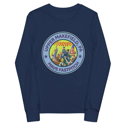 Performance | Youth Long Sleeve T-Shirt | Upper Makefield Mavs Fastpitch | Crossing Badge Logo