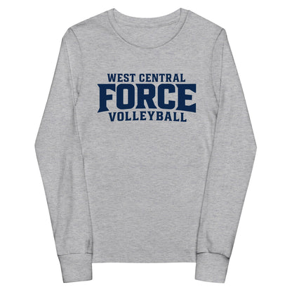 Performance | Youth Long Sleeve T-Shirt | West Central Force Volleyball | Blue Logo