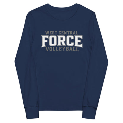 Performance | Youth Long Sleeve T-Shirt | West Central Force Volleyball | Grey Logo