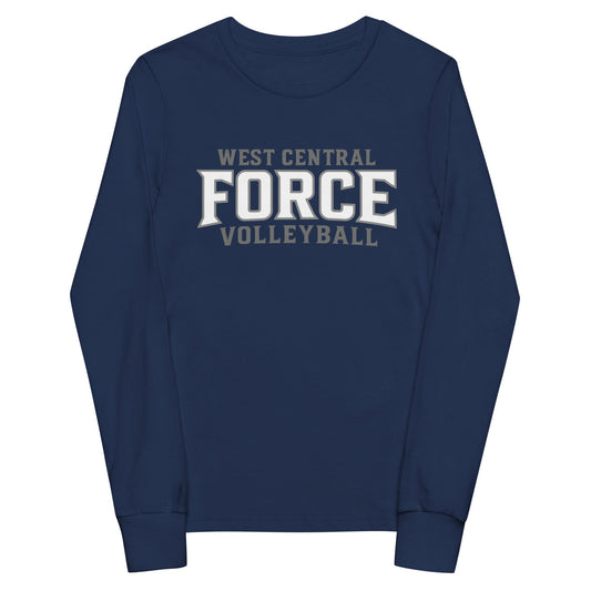 Performance | Youth Long Sleeve T-Shirt | West Central Force Volleyball | Grey Logo