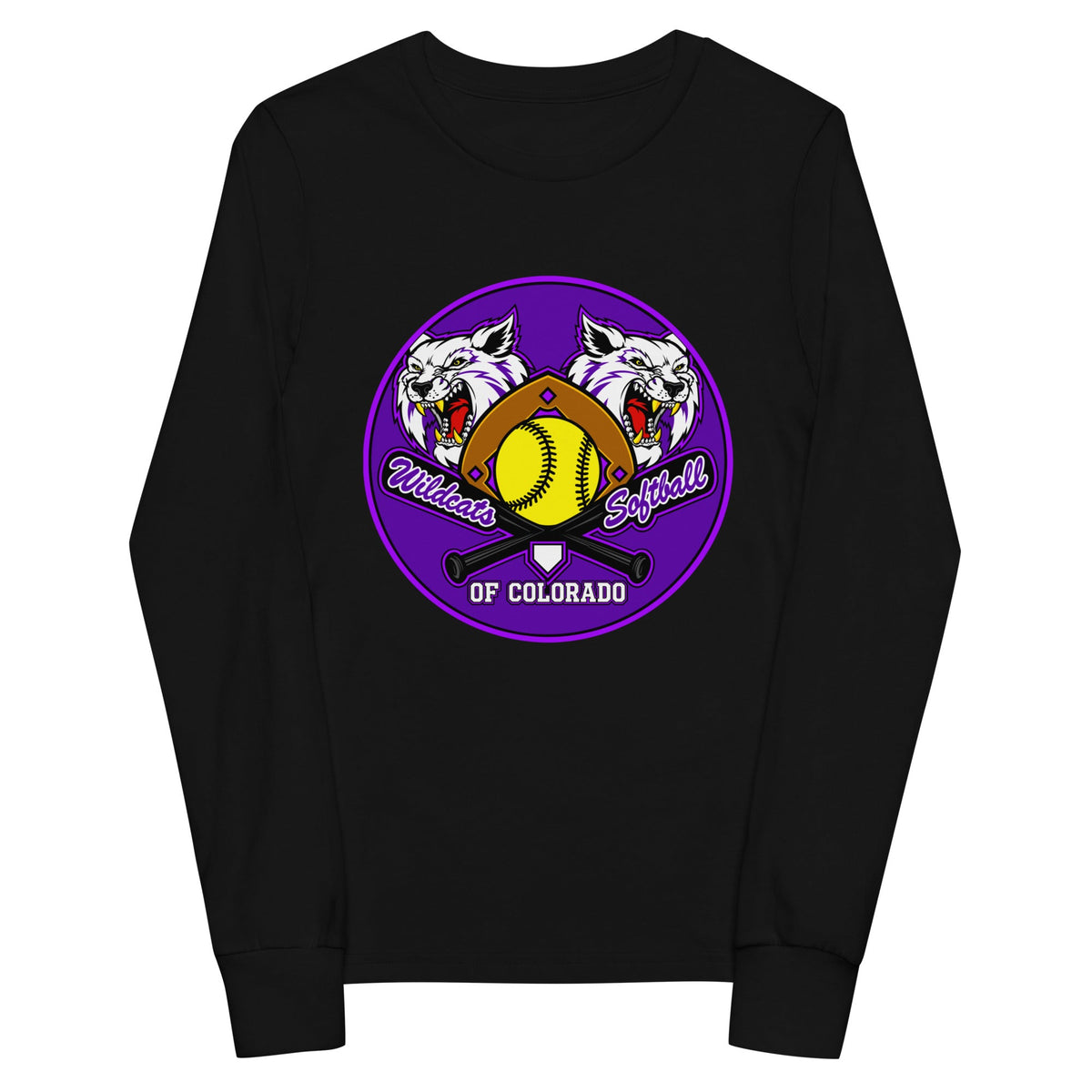 Performance | Youth Long Sleeve T-Shirt | Wildcats Softball | Badge Logo