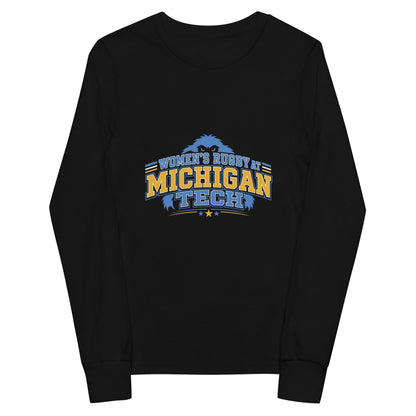 Performance | Youth Long Sleeve T-Shirt | Women’s Rugby at Michigan Tech | Varsity Crest Logo