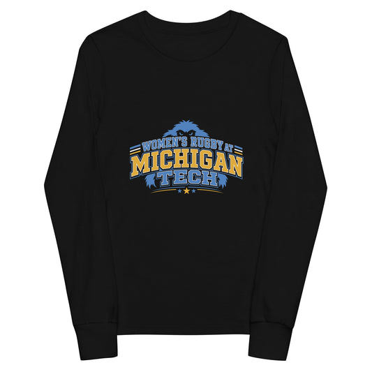 Performance | Youth Long Sleeve T-Shirt | Women’s Rugby at Michigan Tech | Varsity Crest Logo